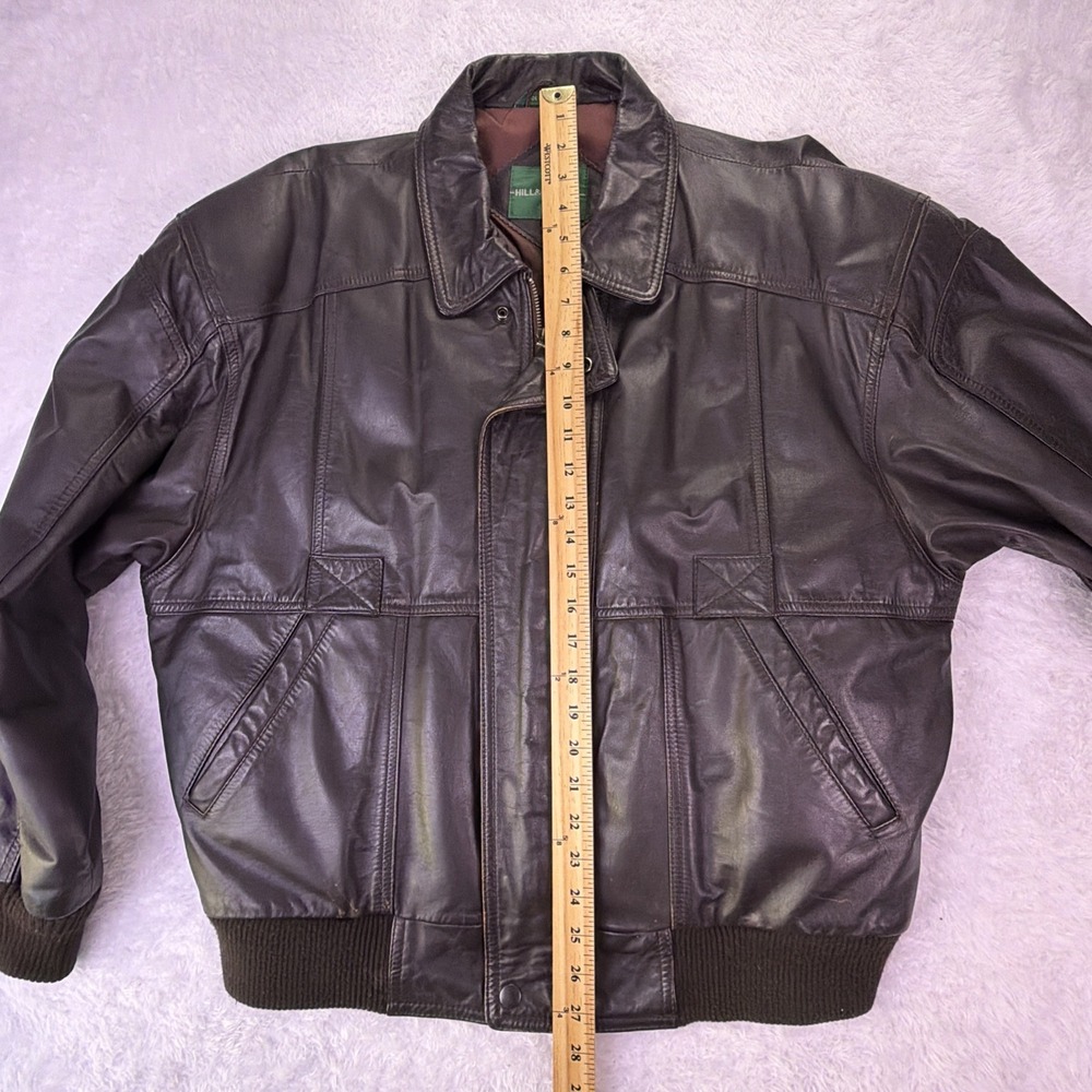Vintage Hill & Archer Black Bomber Soft Leather Jacket Mens Large (44) Full Zip - Picture 7 of 11
